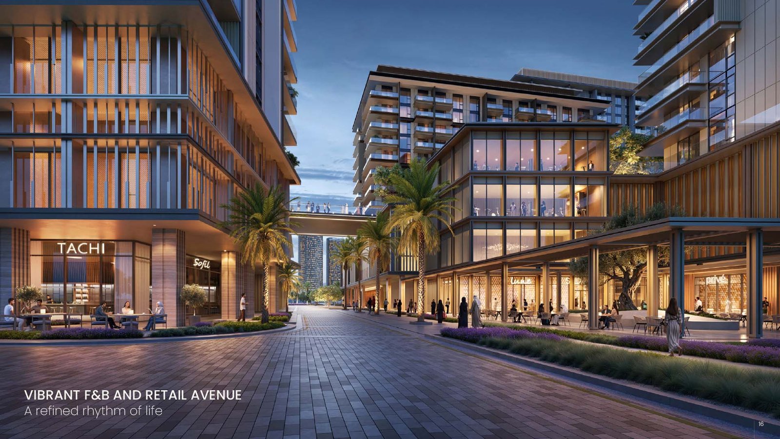 Retail promenade and residential buildings at Tara Park by Modon on Al Reem Island Abu Dhabi