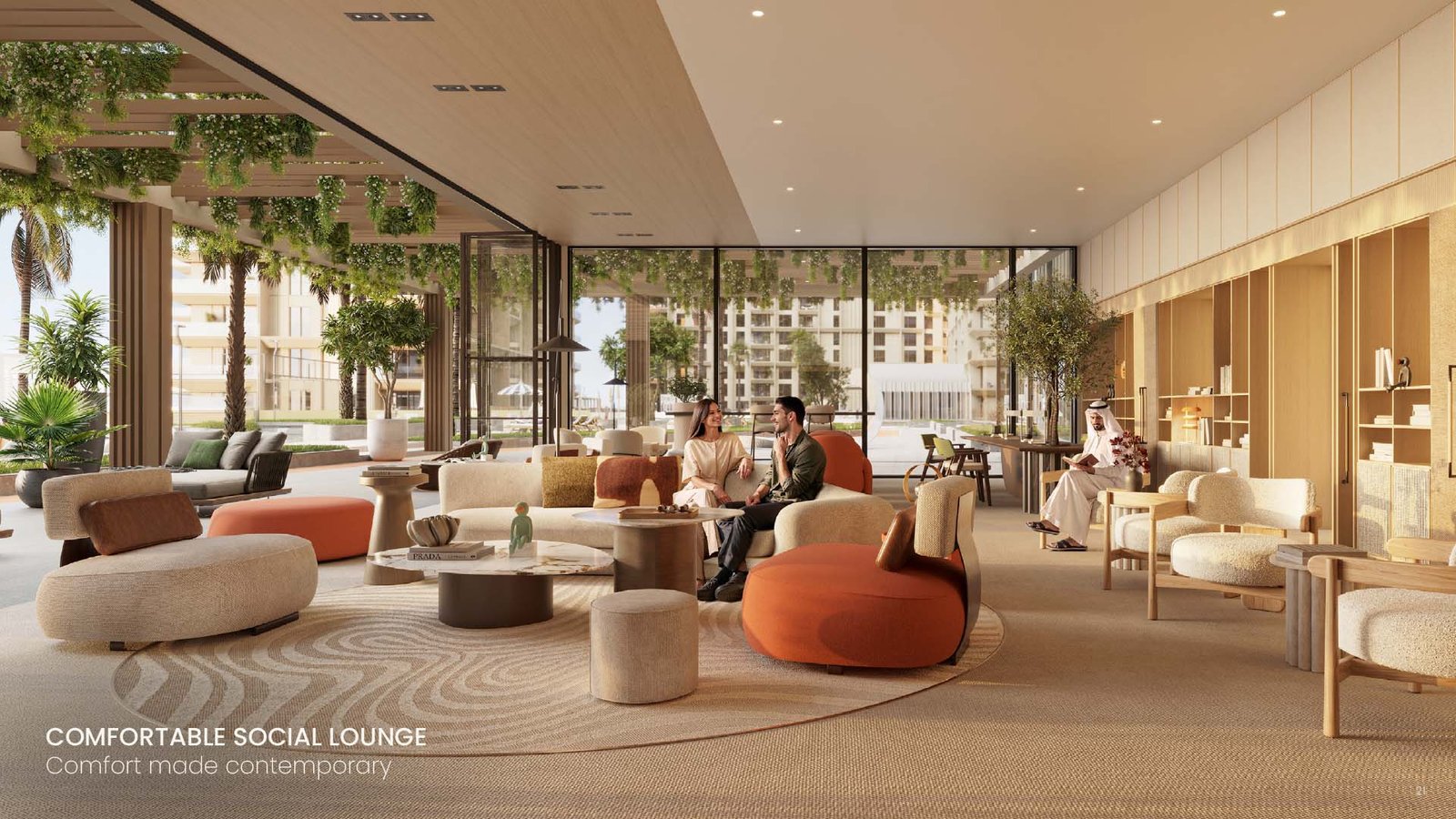 Comfortable social lounge for residents at Tara Park by Modon Al Reem Island