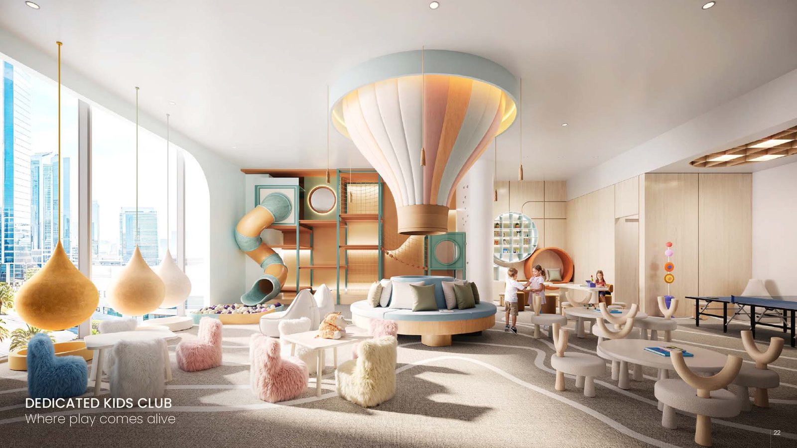 Dedicated kids club play area at Tara Park by Modon family community Abu Dhabi