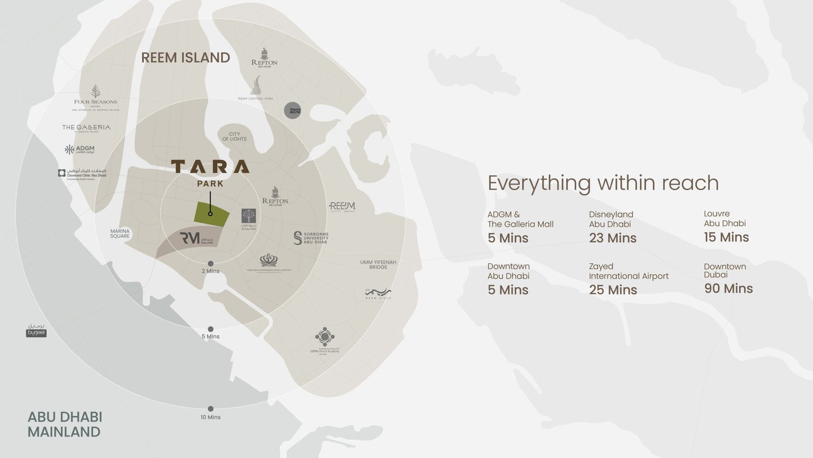 Location map of Tara Park by Modon on Al Reem Island Abu Dhabi